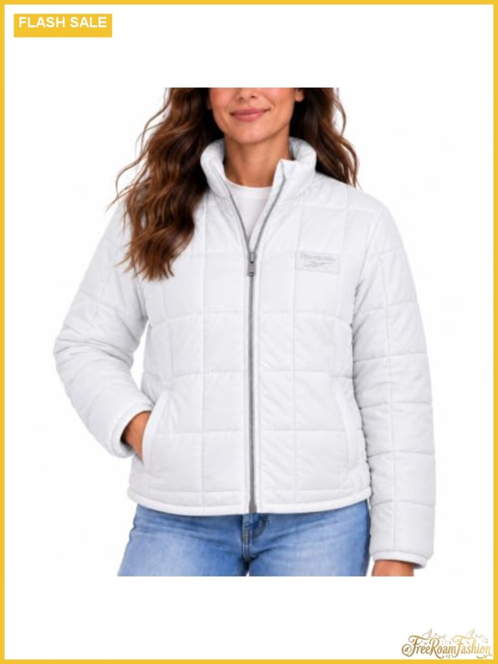 Reebok Womens Quilted Puffer Jacket Stand Collar Insulated